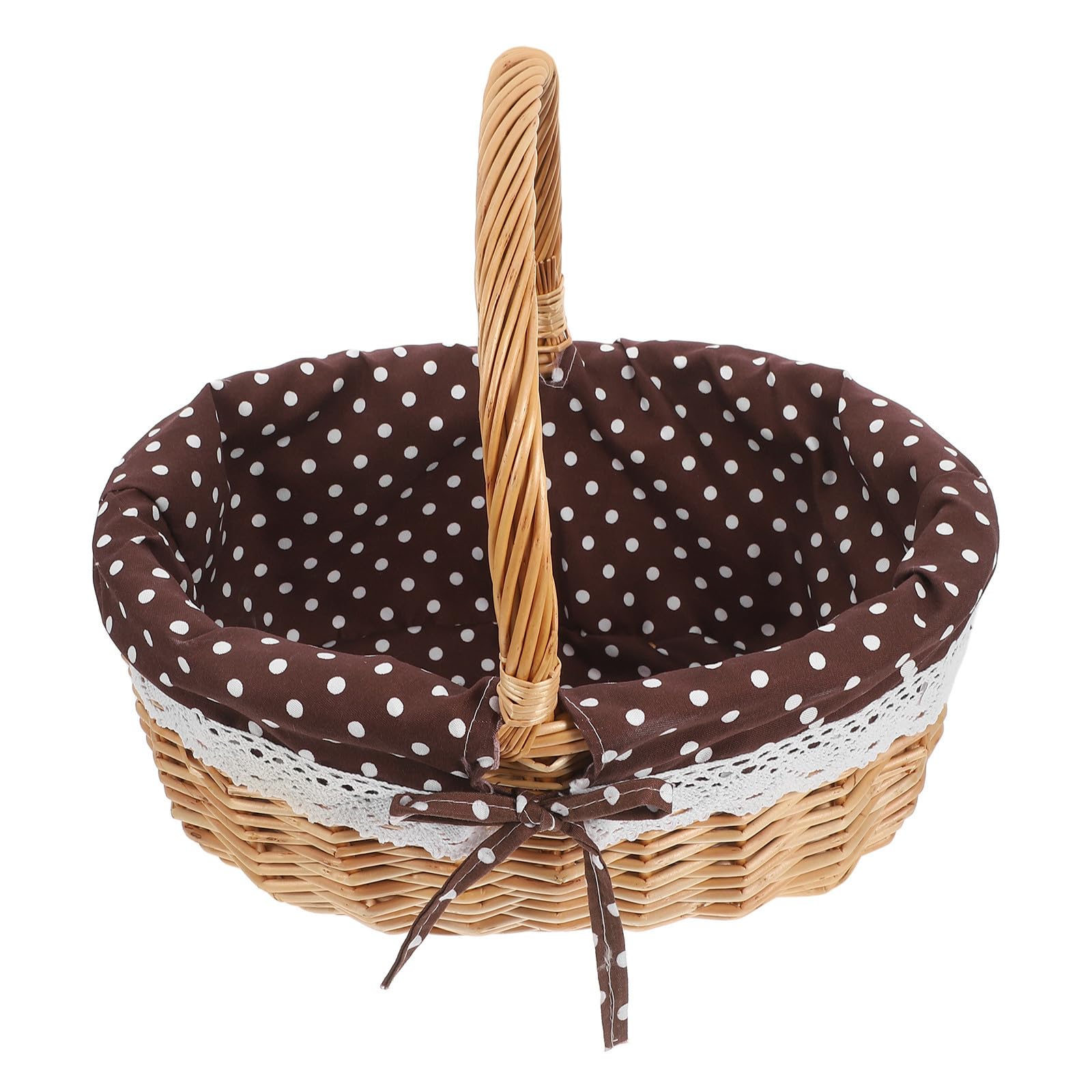 Panier de pique-nique en osier tissé main Angoily avec doublure en lin pour fruits