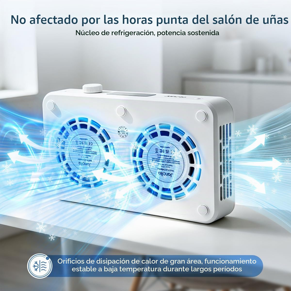 Janolia Aspirador de polvo para uñas con doble turbina – Potencia de succión x5, 139 CFM – Extractor profesional con ajuste continuo de la velocidad – para salones y uso doméstico