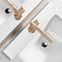 Stone Faucet Mat for Kitchen Sink - Quick Dry Diatomite Sink Splash Guard, Prevents Moisture Buildup & Water Stains, Water Absorbing Stone Tray for Bathroom Countertop White, 23.6" x 4"