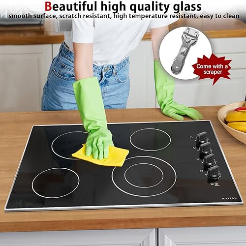 Miniatura 6 de Noxton Estufa eléctrica de 30 pulgadas, 4 quemadores, estufa eléctrica radiante de cerámica integrada de 30 pulgadas con marco de metal de