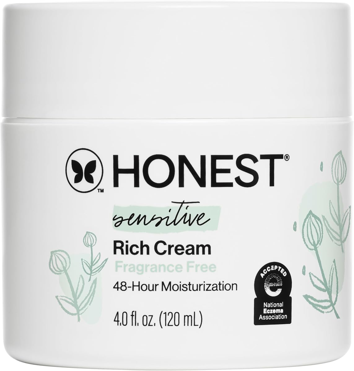 Crema rica de The Honest Company, hipoalergénica, verificada por EWG, sin fragancia