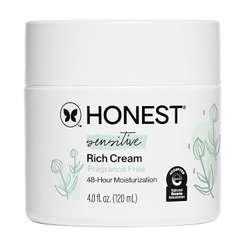 The Honest Company Sensitive Skin Rich Cream, Shea Butter, Blend of Bisabolol + Ginger Root Extract, Safe for Babys Sensitive Skin, Dermatologist Tested, Hypoallergenic, Fragrance Free, EWG Verified