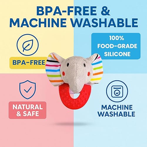 Miniatura 8 de Anillo de dentición para bebés de 0 a 6, 8, 10, 12 meses, lindos juguetes y guantes suaves para la dentición de pulpos, paquete de juguetes para