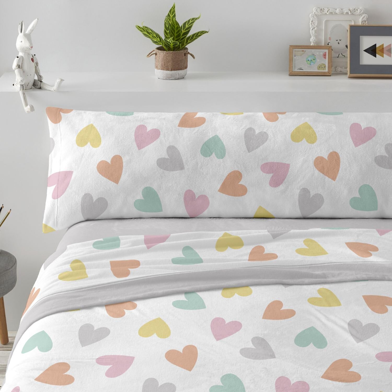 Burrito Blanco | Sábanas de Coralina | Cama de 90cm. (+Medidas Disponibles) | Diseño 992 | Color Multi (90x190/200cm.)