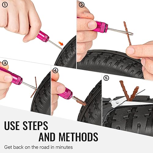 Miniatura 6 de BWSHLF Kit de reparación de neumáticos de bicicleta sin cámara para bicicletas de montaña y bicicletas de carretera, kit de tapones de neumáticos