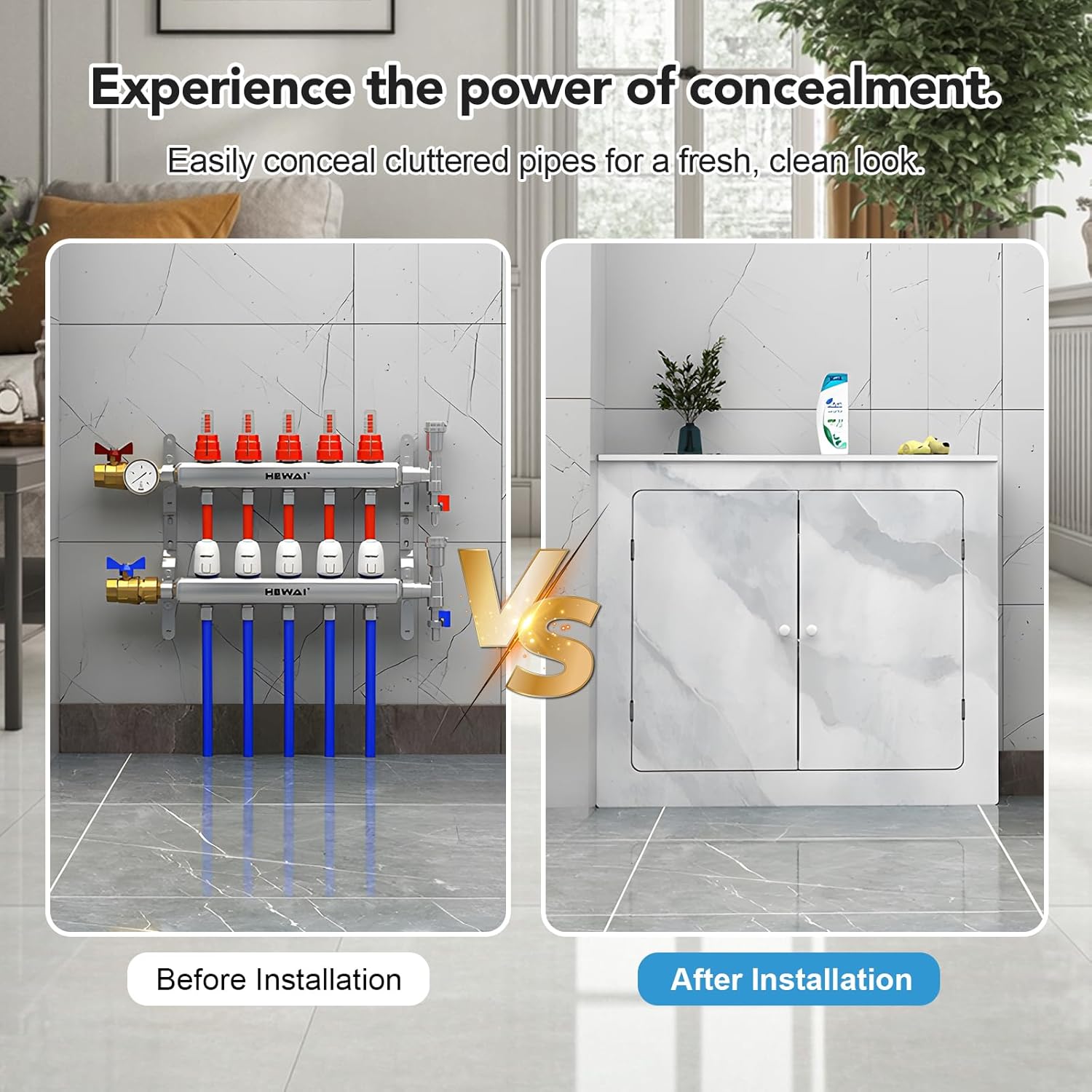 Marble Finish Radiator Cover, Radiator Covers for Home with Doors, Radiator Cover Shelf with 3 Sides, Waterproof, Flame Retardant, Heater Covers for Radiators for Living Room Bedroom Bathroom