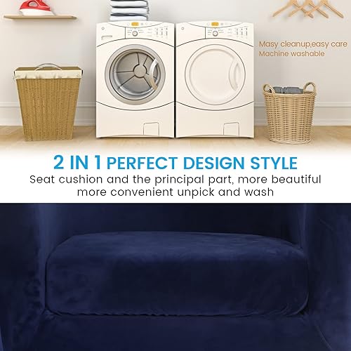 Miniatura 3 de Funda de terciopelo para silla de club, fundas para sillón de sala de estar, funda elástica para sofá de bañera, fundas redondas para sofá de silla