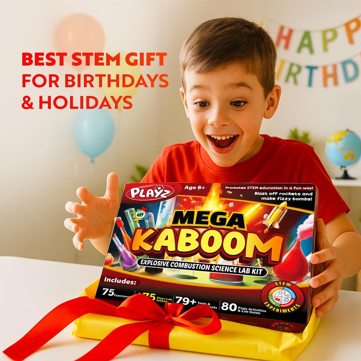 Playz Mega Kaboom! 150+ Explosive Science Experiments Kit for Kids Age 8-12 with 75 App & Video Guided Experiments - Chemistry Set STEM & Educational Toys & Gifts for Boys, Girls, Teenagers & Kids - Image 8
