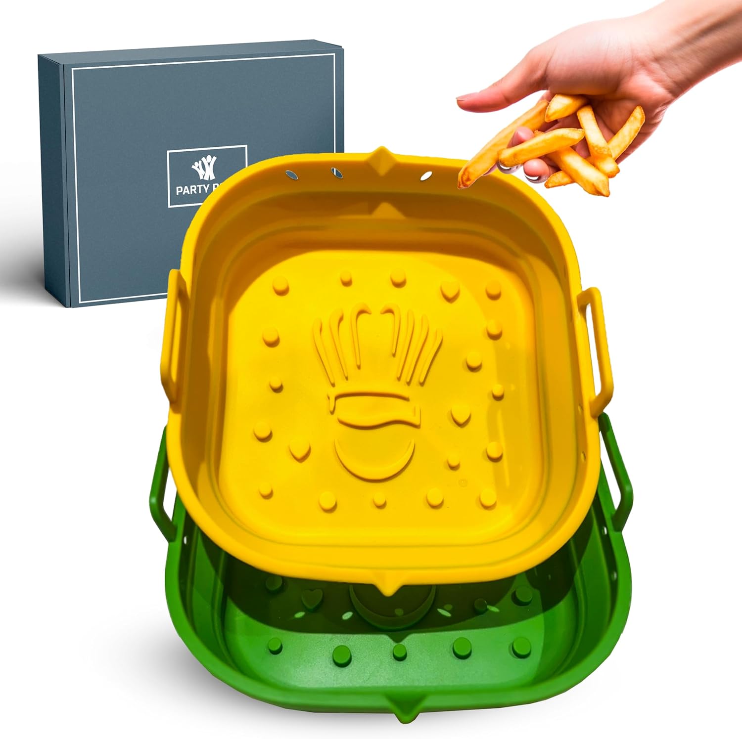 Platinum Silicone Air Fryer Liners Reusable Square-Extra Strong-Easy to Clean Air Fryer basket for Oven Microwave Accessories – BPA Free – Food Safe Pot for 5.8QT to 8 QT – 9 Inch Platinum Silicone Air Fryer Liners Reusable Square-Extra Strong-Easy to Clean Air Fryer basket for Oven Microwave Accessories – BPA Free – Food Safe Pot for 5.8QT to 8 QT – 9 Inch