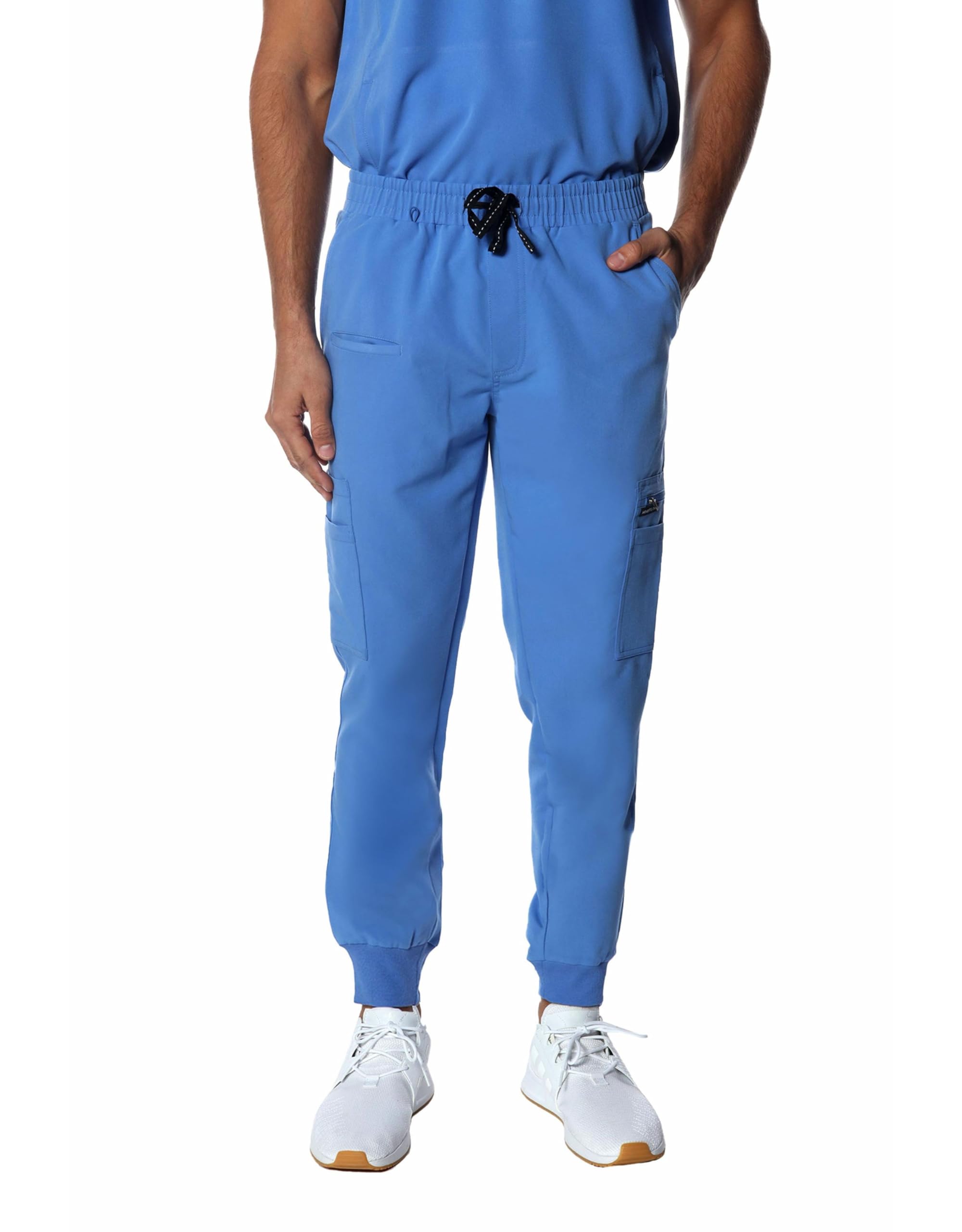 Members Only Men's London Drawstring Jogger Pant (Ceil Blue, Large)