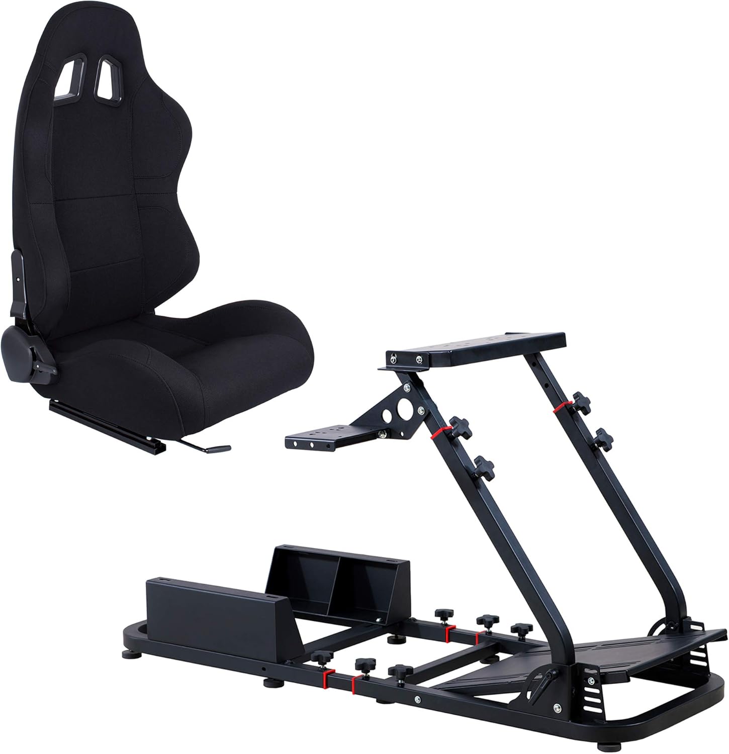 MODAUTO Cockpit SimRacing Gaming, Soporte de Simulacion, Plegable con Asiento Deportivo Backets o Semibaquets Compatible con Logitech G25/G29/G27/G920 Modelo N820A-N100