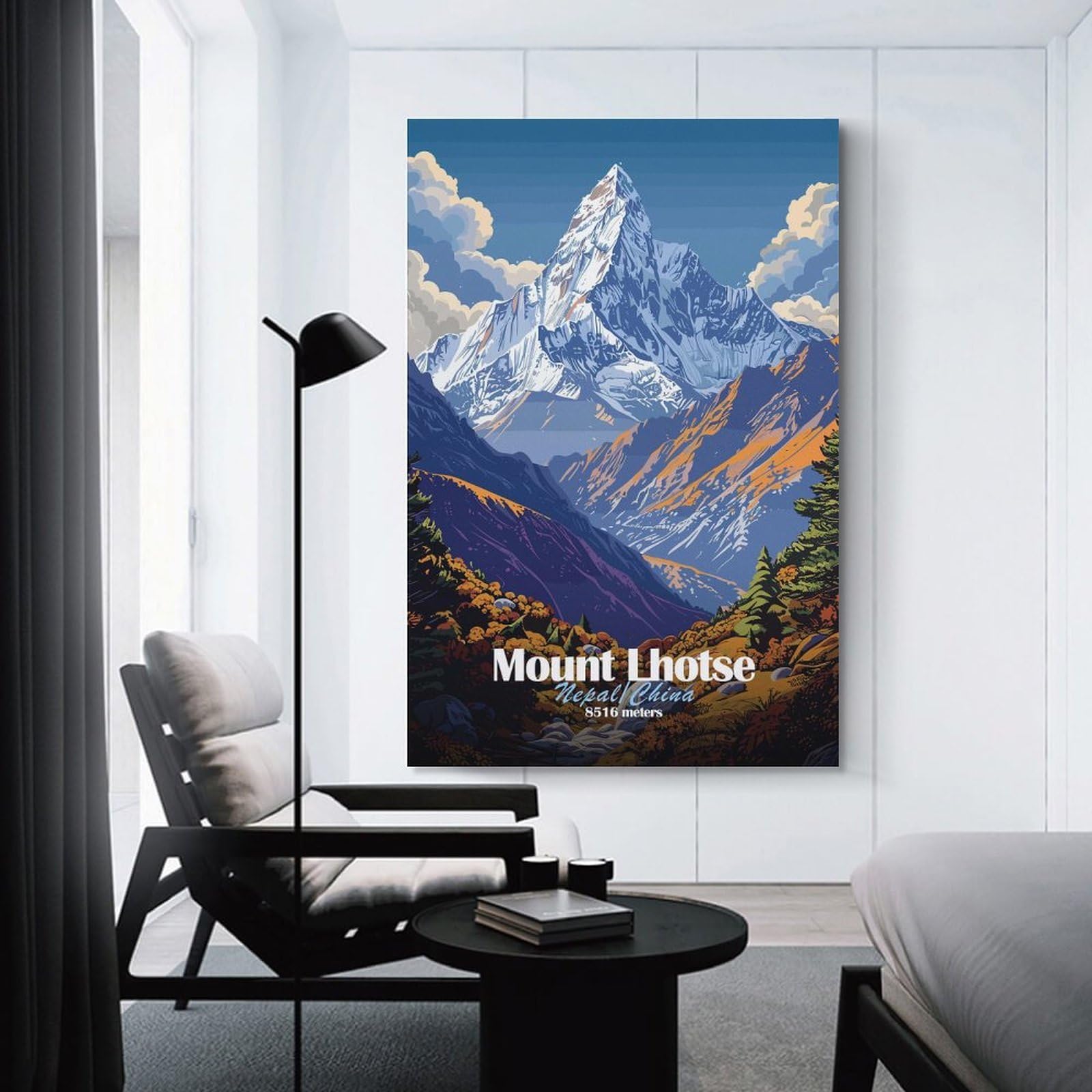 Junmoney Wall Art Print Mount Lhotse, 24x36inch(60x90cm), for Hallway, Bedroom Or Modern Interiors, Thoughtful Wall Decor for Art Lovers