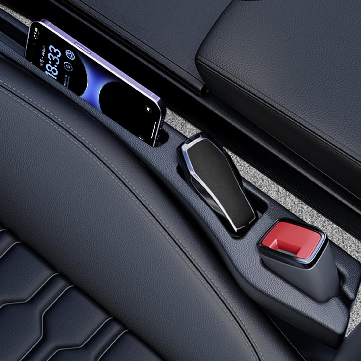 CHANGJIZUIMEI Car Seat Gap Filler with Dual Slots for Mazda CX 30 CX30 2017-2023, Soft Automotive Side Console Crevice Blocker & Interior Organizer Black