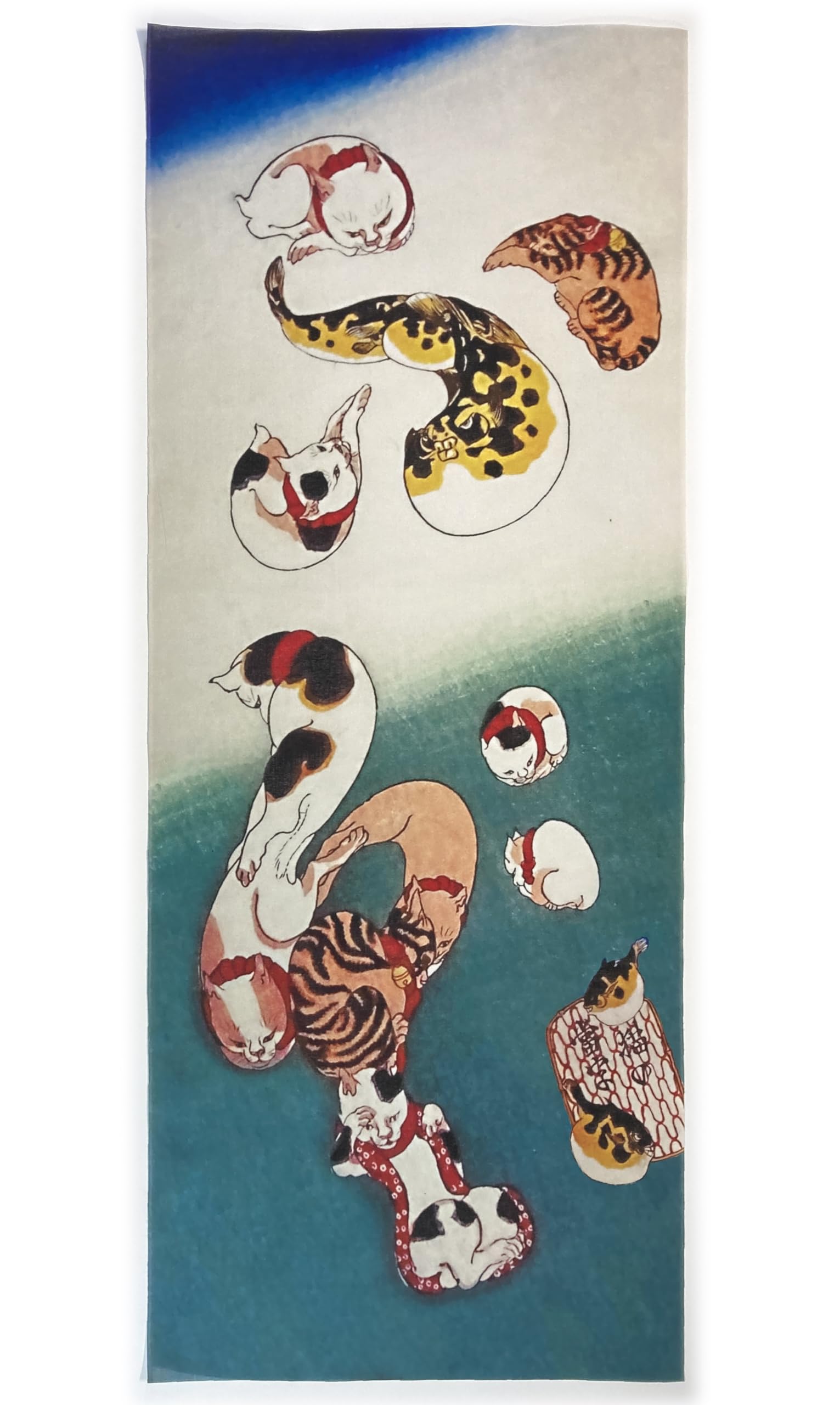 Amazon｜古今東西 浮世絵 手ぬぐい ふぐ 猫の当て字 歌川国芳