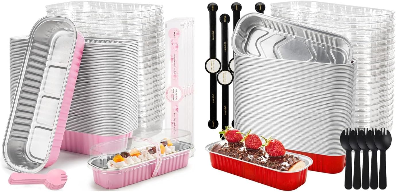 Bundle of 50 Pack Mini Loaf Pans and 60 Paack Mini Loaf Pans for Wedding Birthday Party