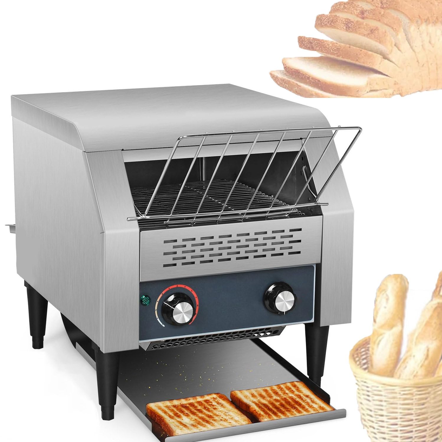ZHJOPP Electric Stainless Steel Toaster, Countertop Toaster Heavy Duty Foodgrade Silver Bread Toaster,For Home Restaurants (D150Type)