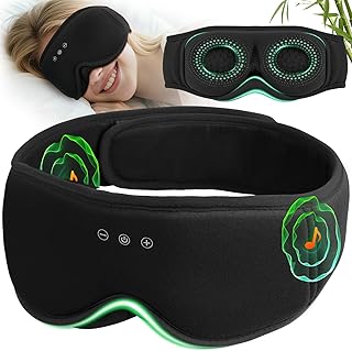 MUSICOZY Bambus-Baumwolle Schlafmaske mit Kopfhörer, 3D Schlafkopfhörer Bluetooth v5.4 Augenmaske Schlafmaske Für Seitenschläfer, Sleep Mask Waschbar Schlafbrille mit Mikrofon für Herren/Frauen