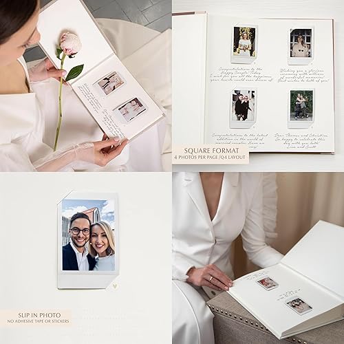 Miniatura 5 de Classic Lines Instax Photo Slip-in Guestbook Real gold Lettering, Personalized Wedding Album, Guest book - LiumyAlbums