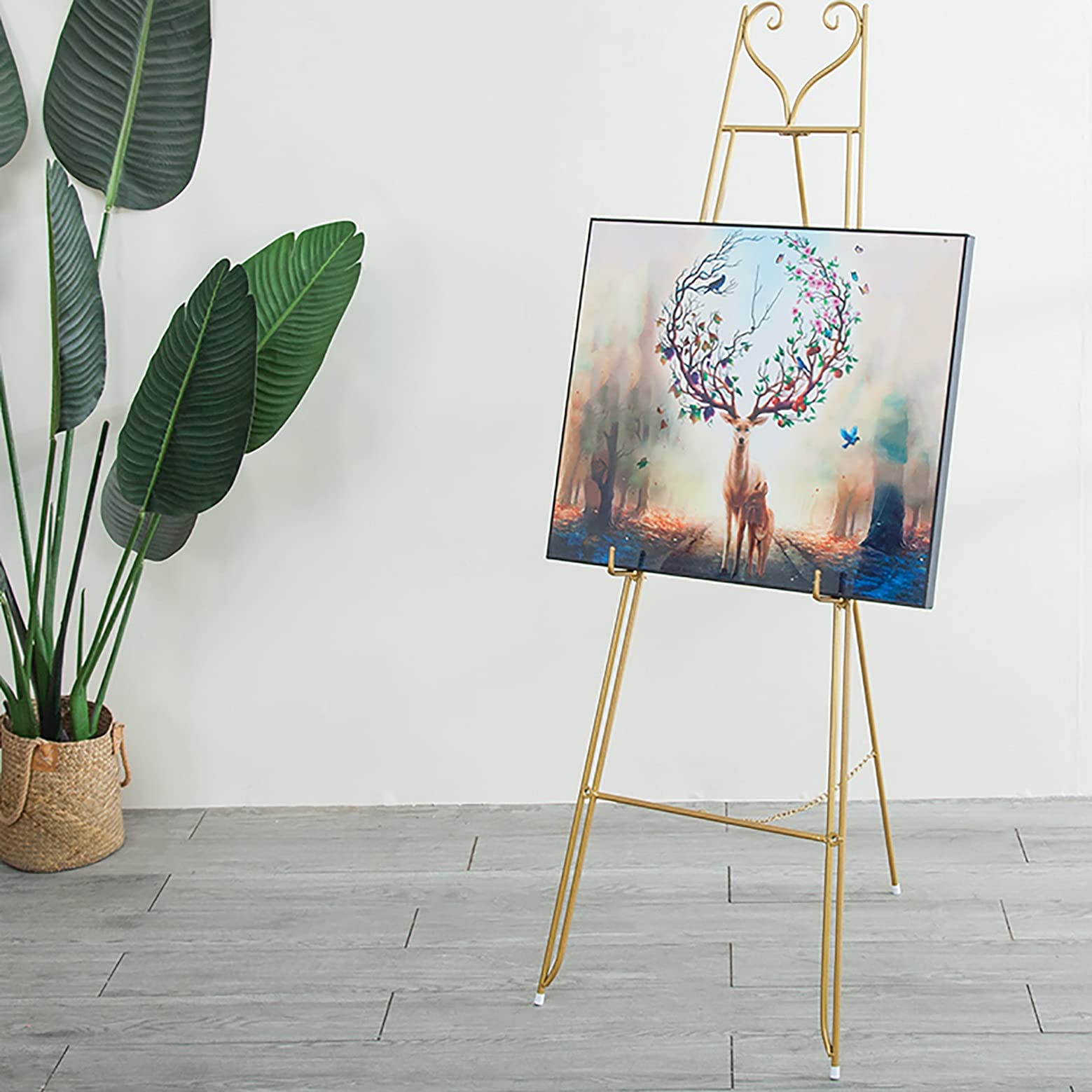 Cavalletto per artista, treppiede per artista, robusto e durevole, con fibbia di regolazione dell'altezza e catena di regolazione dell'angolo, cavalletto per artista professionale e amatoriale per es
