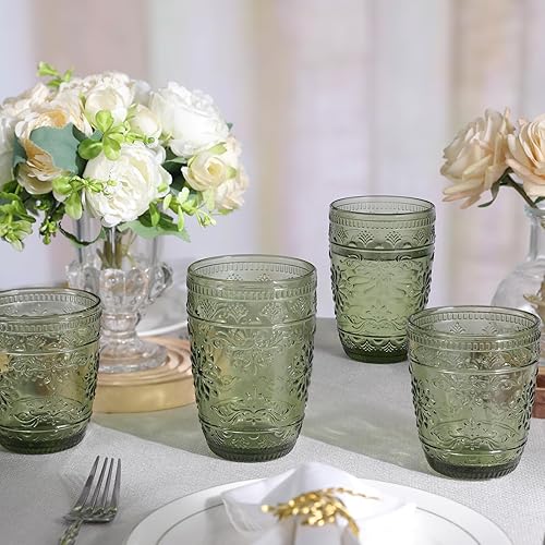 Miniatura 4 de 6 piezas de vasos para beber de 14 oz, vasos para beber verdes, cristalería de colores para beber, vasos de bebidas highball, juego de cristalería