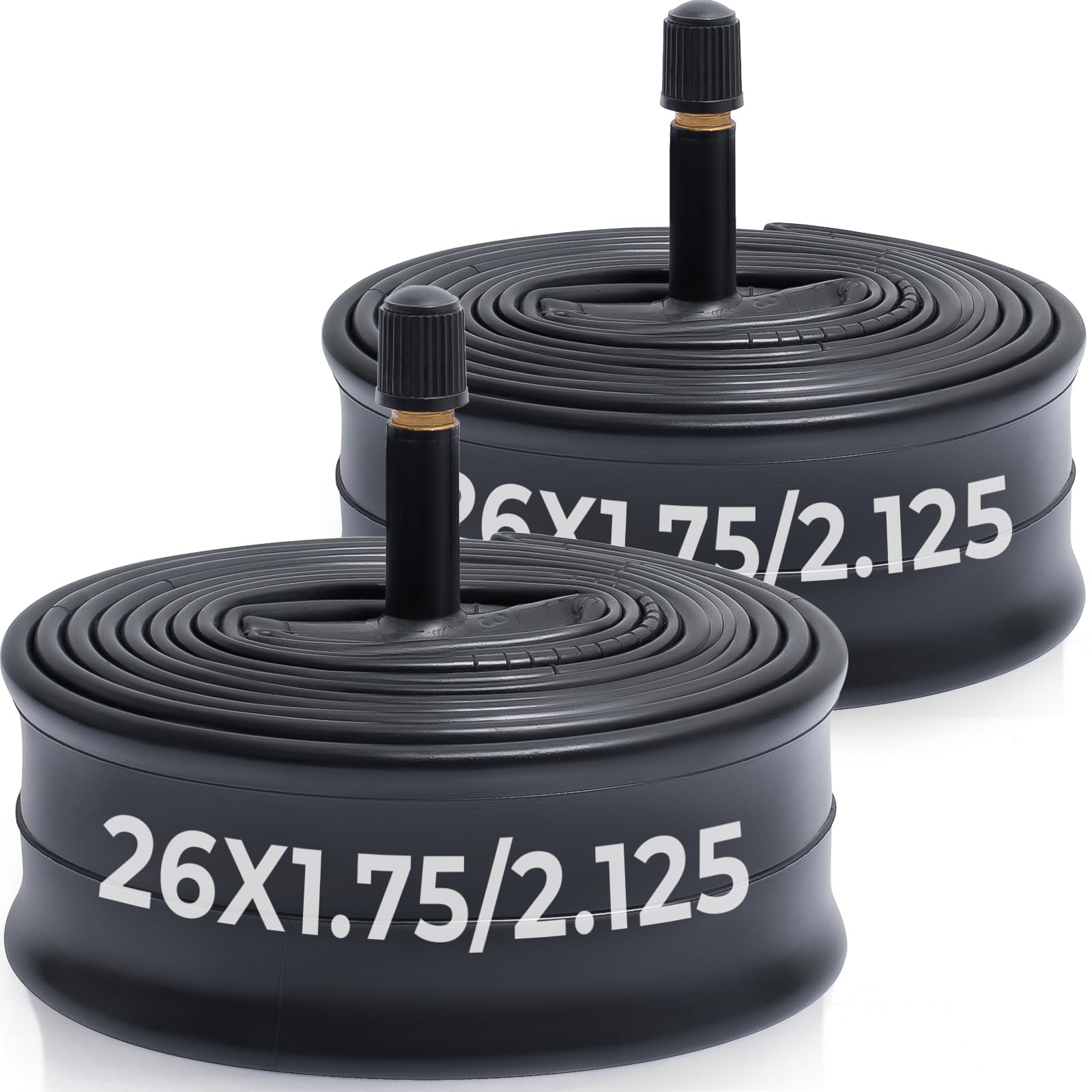 MetersGod 2 x bicycle inner tube, 26 inches, 26 x 1.75/1.95/2.0/2.10/2.125 with AV32 mm valve, Schrader valve, 47/57-559 inner tube, compatible with roads/city bike/mountain bike