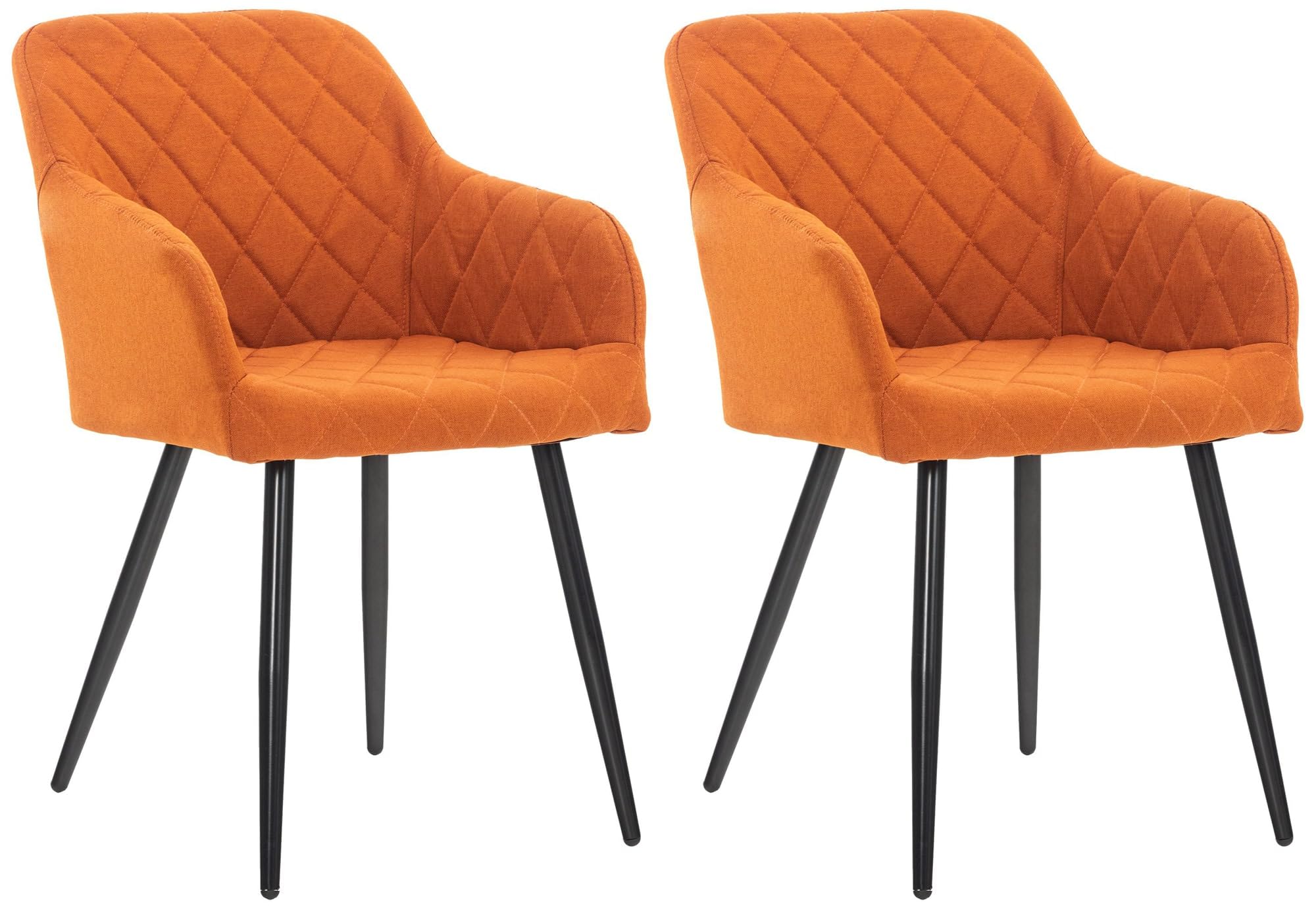CLP Set De 2 Sillas De Comedor Shila Tapizadas En Terciopelo o Tela I Butacas De Salón Modernas con Reposabrazos Color Naranja Material Tela