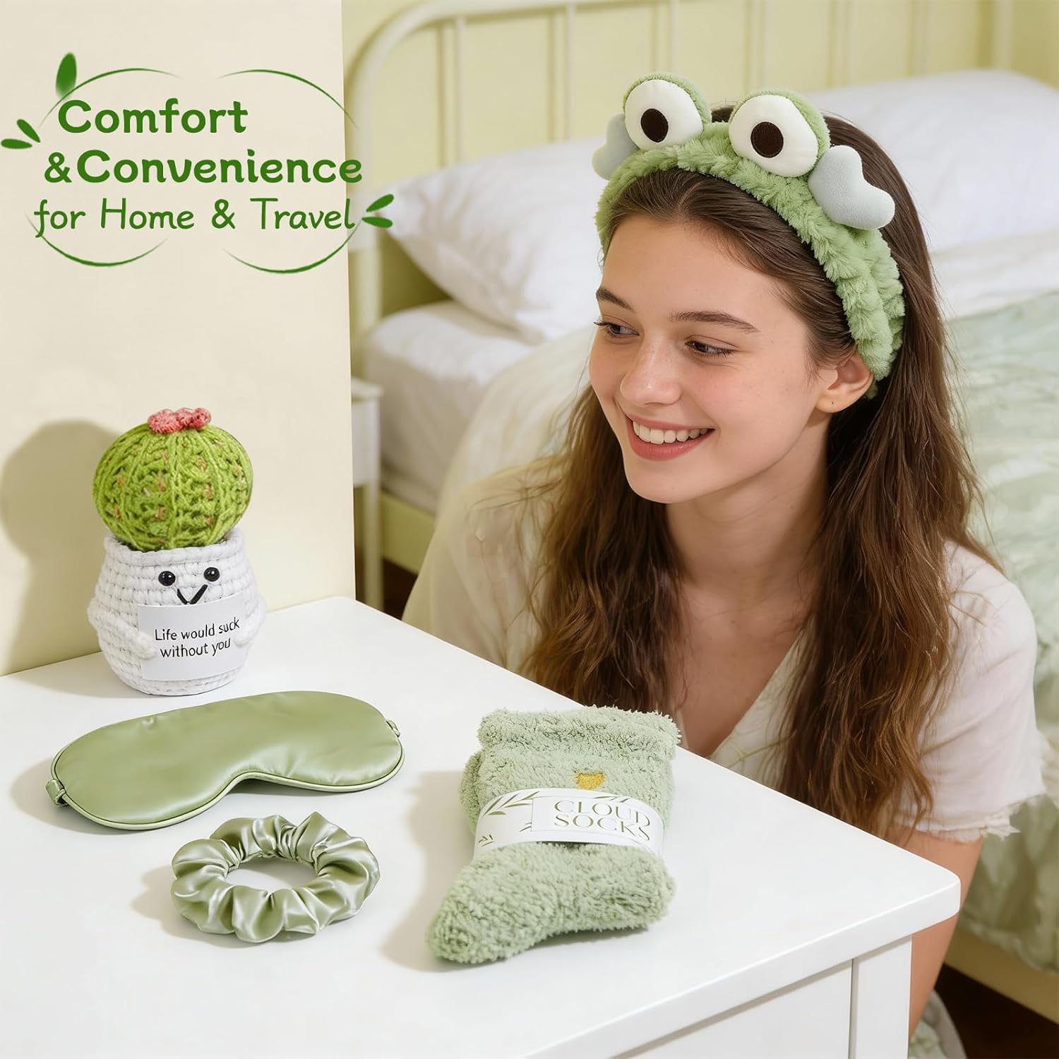 Birthday Gifts for Women 11 Pcs Self Care Baskets for Women, Christmas Thinking of You Friendship Gift Box, Candles and Bath Shower Sets for Mom Grandma Sister Friends (Sage Green) - Image 4