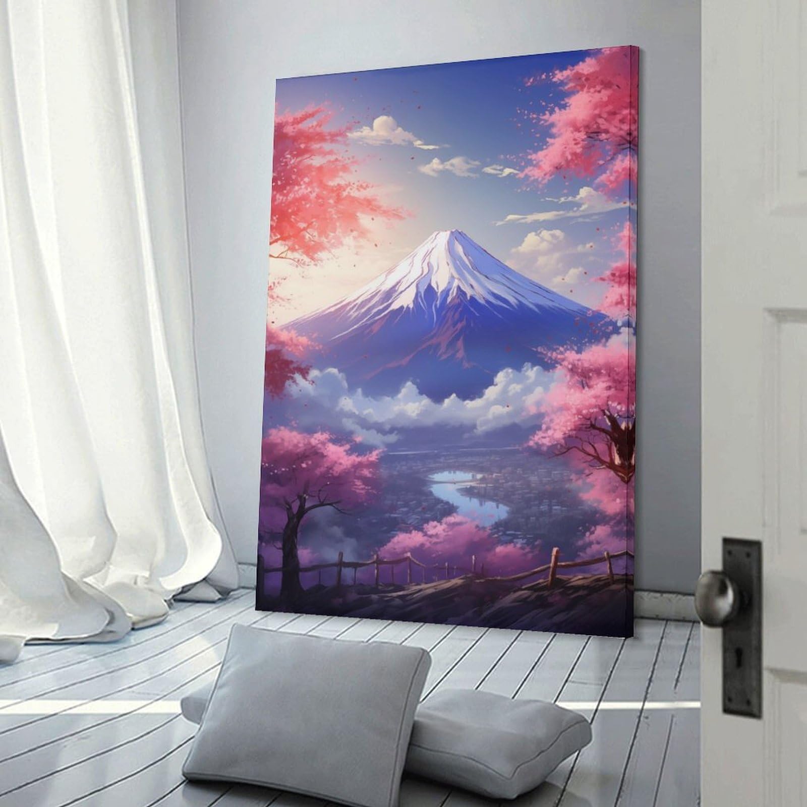 Junmoney Frame-Cherry Blossom Japan Art Wall Art Print Cherry Blossom Japan Art, 24X36inch(60X90cm), For Home Lounge, Bedroom Or Reading Nook, Modern Wall Decor For Cosy Interiors
