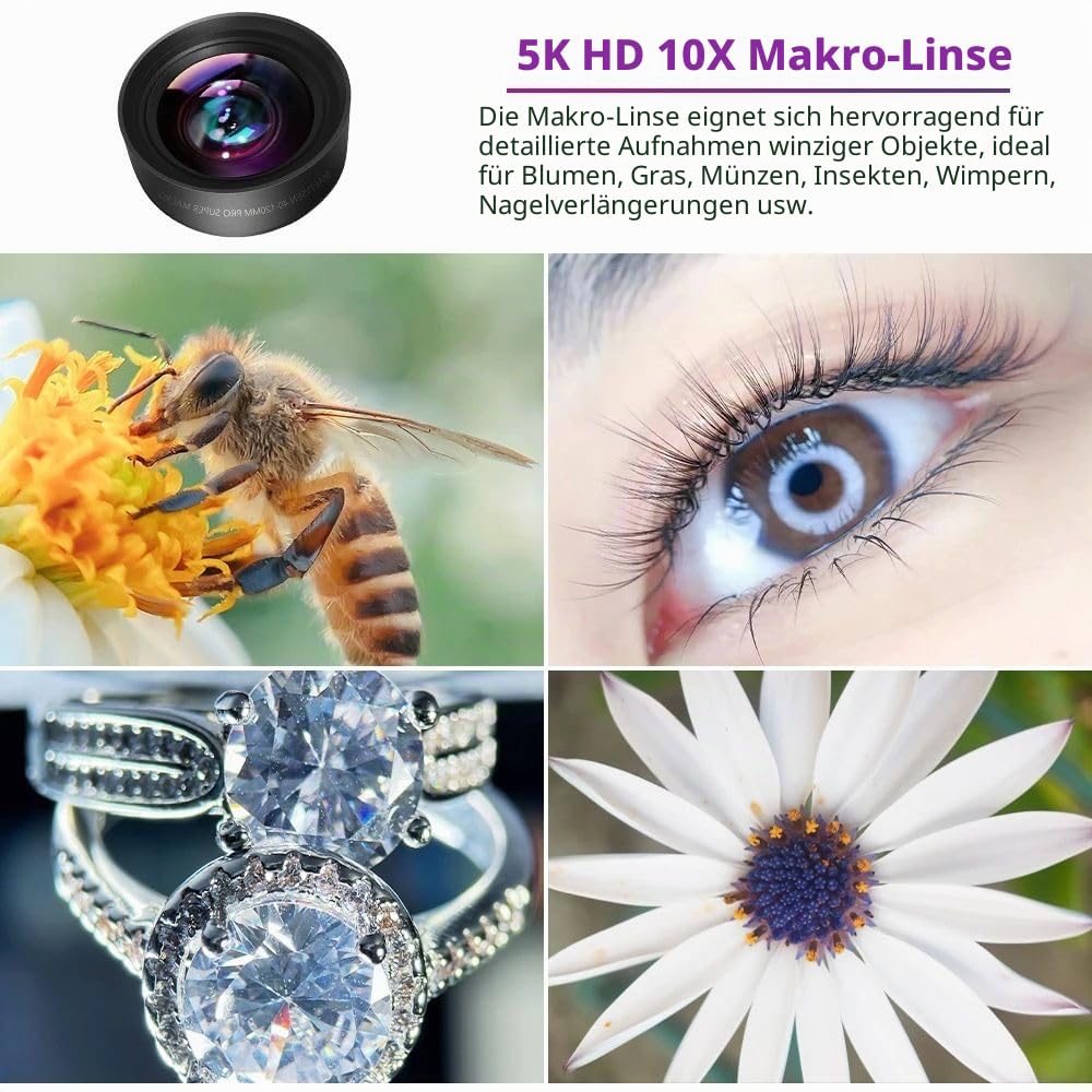 120 mm Makro-Objektiv-Set & Stellar Filter, Makro-Objektiv für iPhone 11/12/13/14 Pro Max & die meisten Android-Smartphones, Teleobjektiv-Befestigungszubehör, coole technische Geschenke