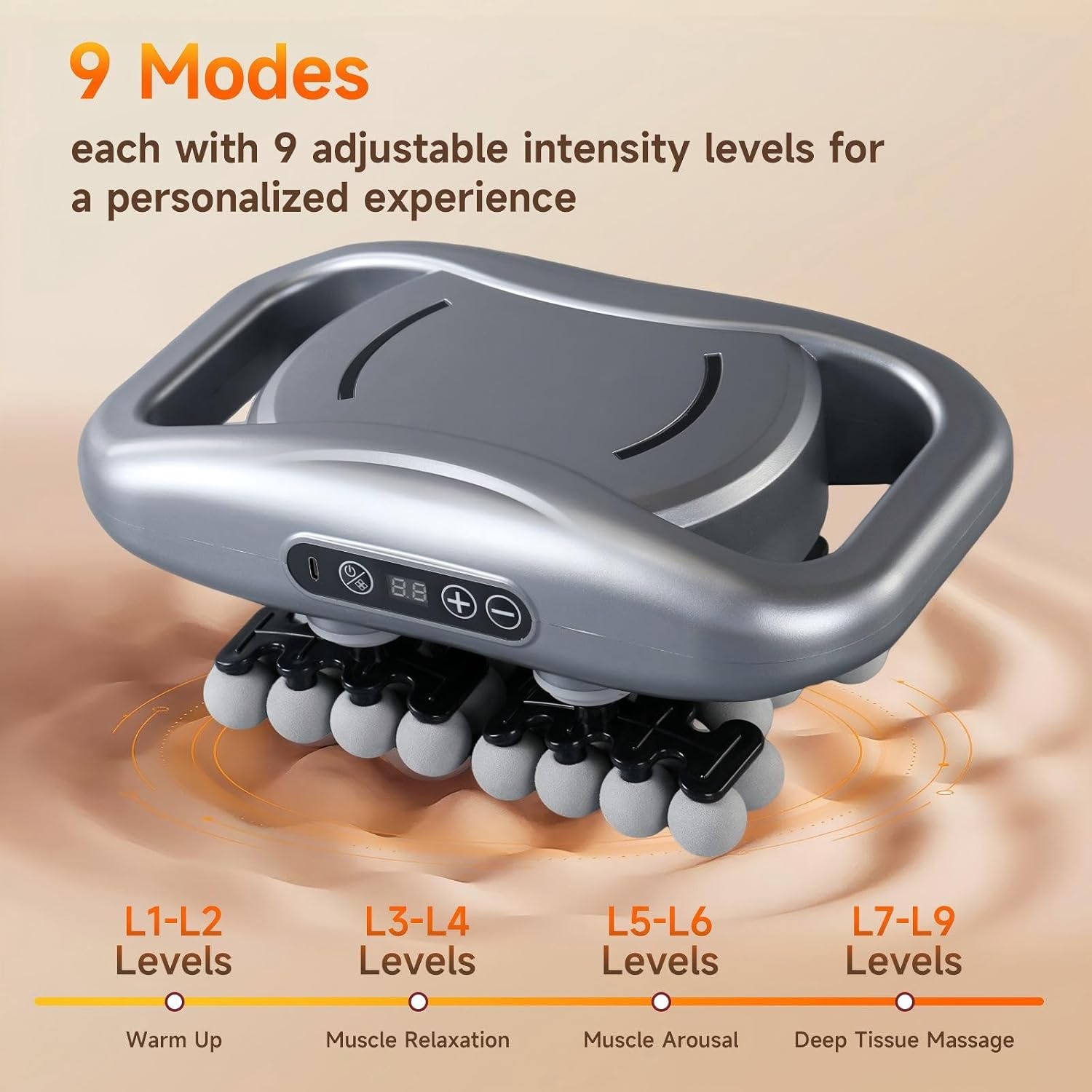 48-Head Massage Gun Set, Deep Tissue Percussion Massager with 9 Modes & 9 Intensity Levels, Quiet Muscle Massage Gun for Back, Shoulders, Legs, Foot, and Body Muscle Pain Relief - Image 2