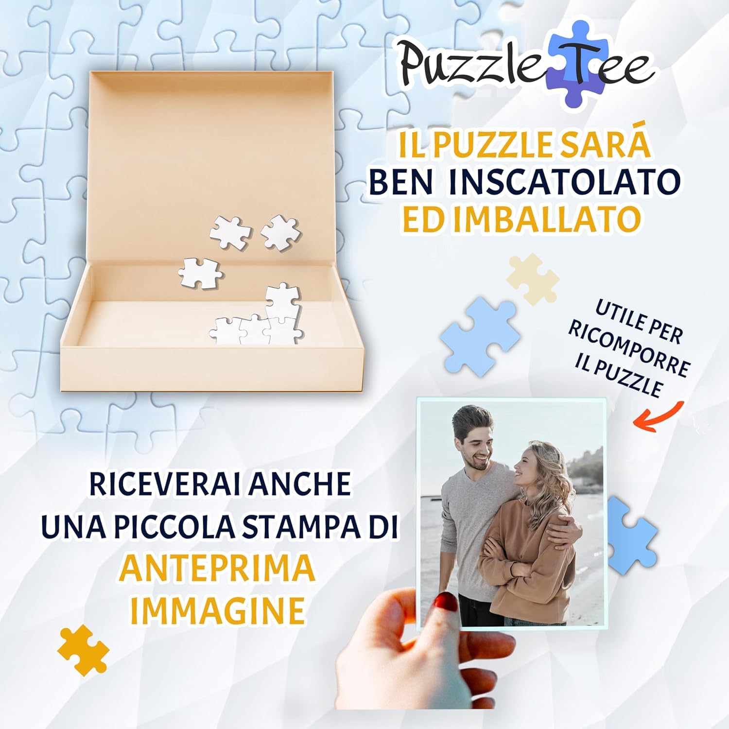 Puzzle Personalizzato con Foto e Testo 180 Pezzi - Colori vivaci, Stampa di Qualità - Include Scatola Protettiva e Immagine Guida per Assemblaggio - Idea Regalo per Coppie e Famiglie (180 pz)