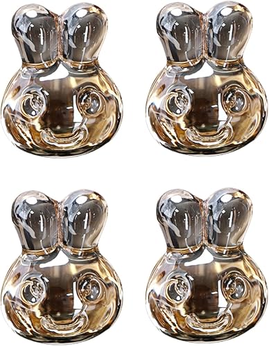 4PCS Amber Color Cute Rabbit Style K9 Crystal Knob for Cabinet, Luxury Crystal w