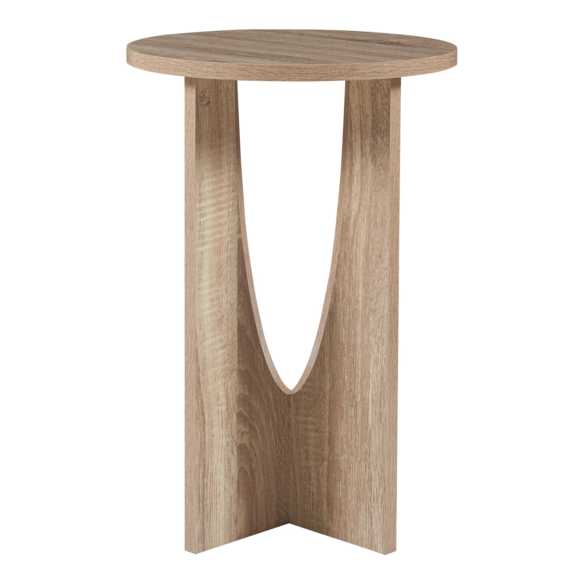 en.casa Table d'Appoint avec Plateau Rond - Bout de Canapé Recher Indic GUIH Table de Chevet pour Salon, Chambre, Bureau - Panneau de Particules - 57 x 38 cm - Effet Chêne