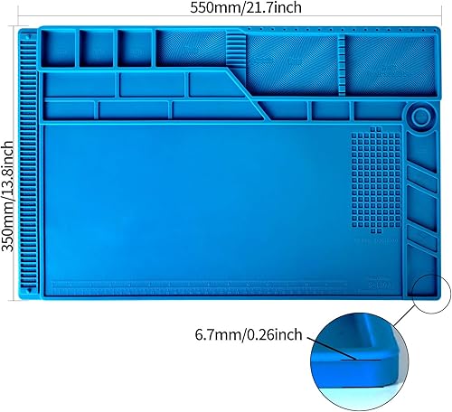 Miniatura 10 de Kaisiking S-160 Alfombrilla de reparación de silicona con función magnética, 2 pinzas ESD y correa de muñeca antiestática para soldadura