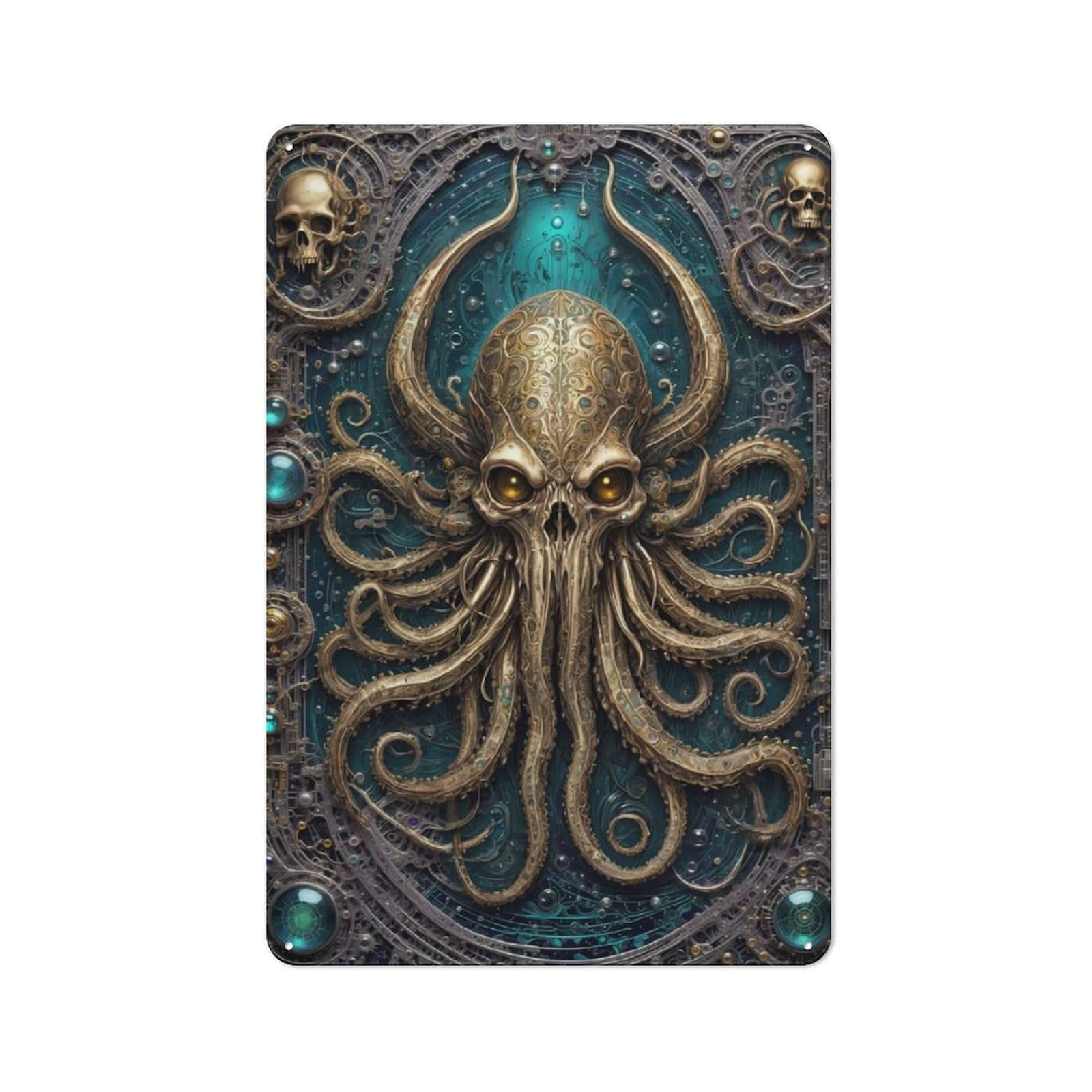 Junmoney Steampunk King Kraken Vintage-Inspired Tin Sign 30X20cm For Living Room Wall, For Display In Living Rooms And Feature Walls