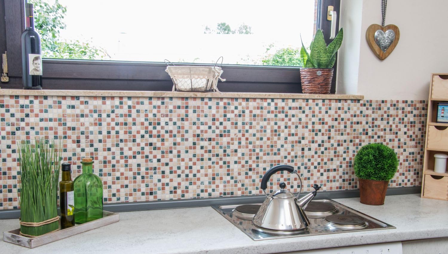 Piastrella a mosaico in marmo con pietra naturale, crema, beige, rosso, verde, casuale, per pavimenti, pareti, bagno, WC, doccia, cucina, specchio per piastrelle, rivestimento per vasca da bagno,