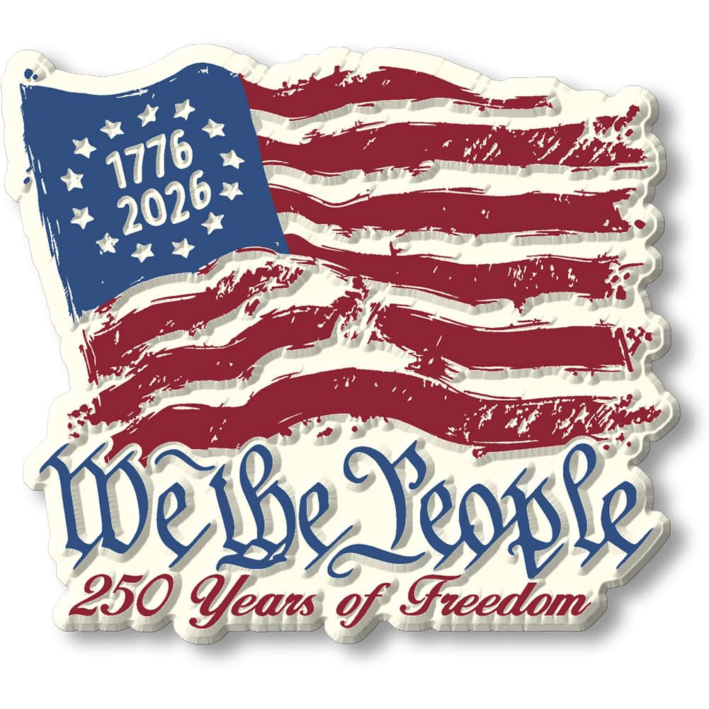 Distressed USA Flag 250th Anniversary Magnet by Classic Magnets, 3" x 2.7", Collectible 3D Rubber Vintage-Style Souvenirs and Gifts Made in The USA