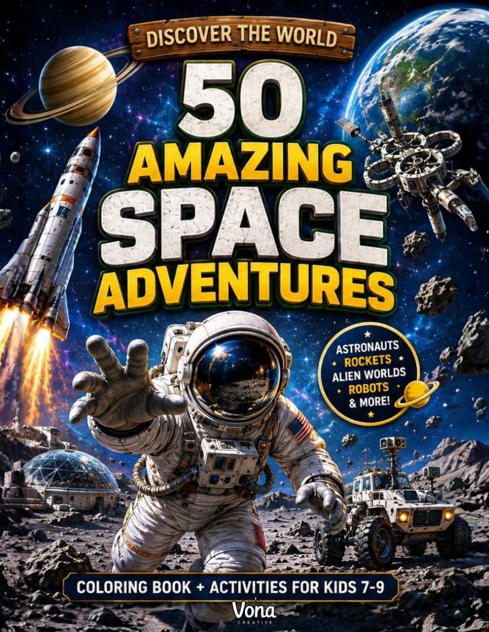 50 Amazing Space Adventure: Epic Coloring Book + Activities for Kids Ages 7–9 (DISCOVER THE WORLD!)