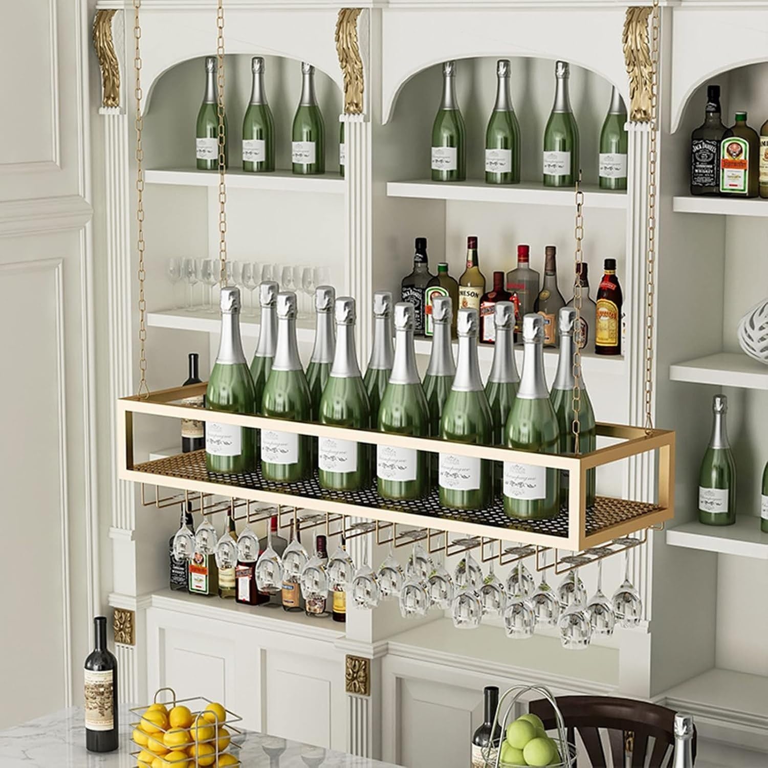 Support verres à pied sous meuble, rangement, 120x25x21cm, 120x25x21cm