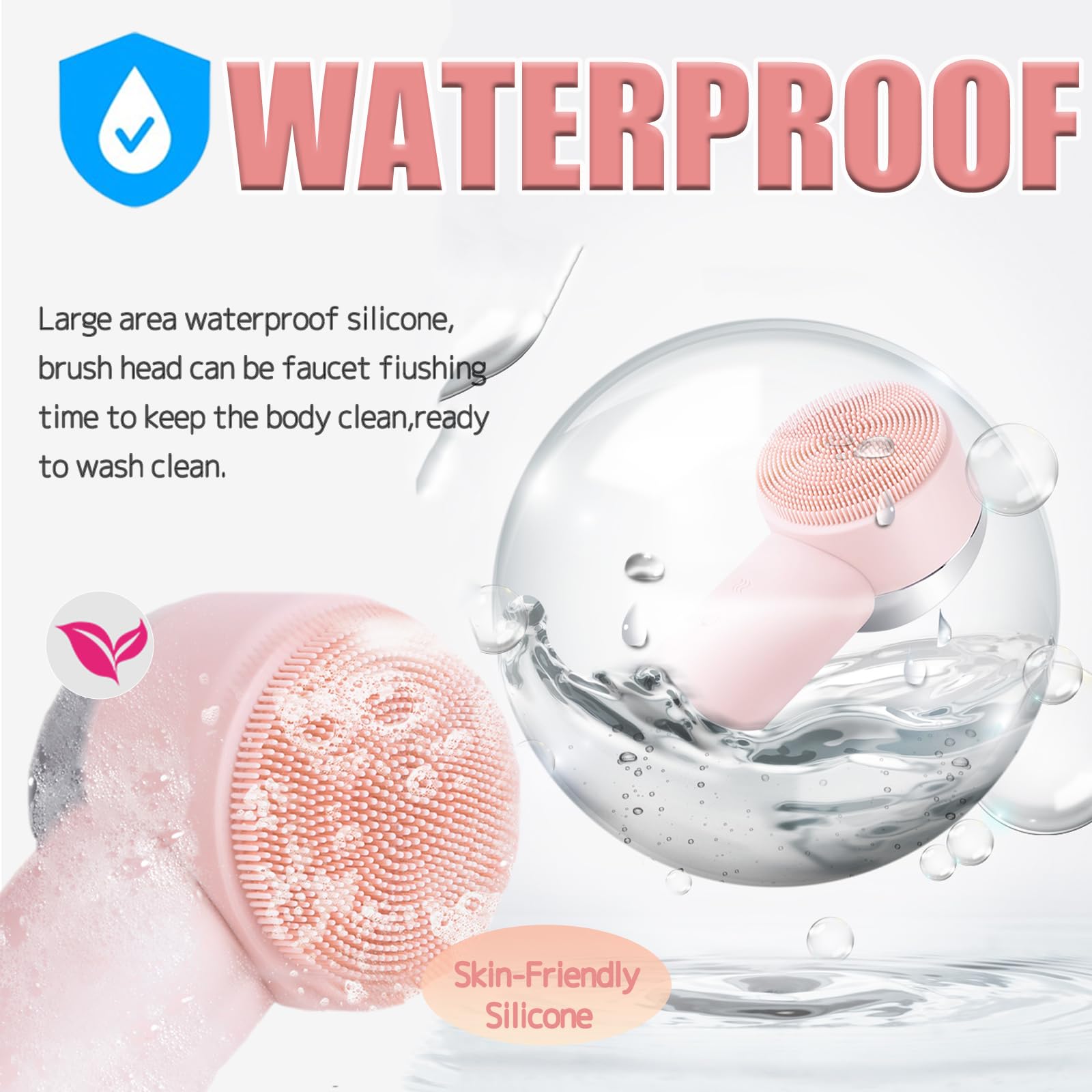 Gesichtsreinigungsbürste für Frauen Tragbare wiederaufladbare Gesichtsreiniger Elektrische Gesichtswaschbürste Reinigen Peeling Entfernen Mitesser Wasserdichte rosa Gesichtsmassagegerät Elitzia