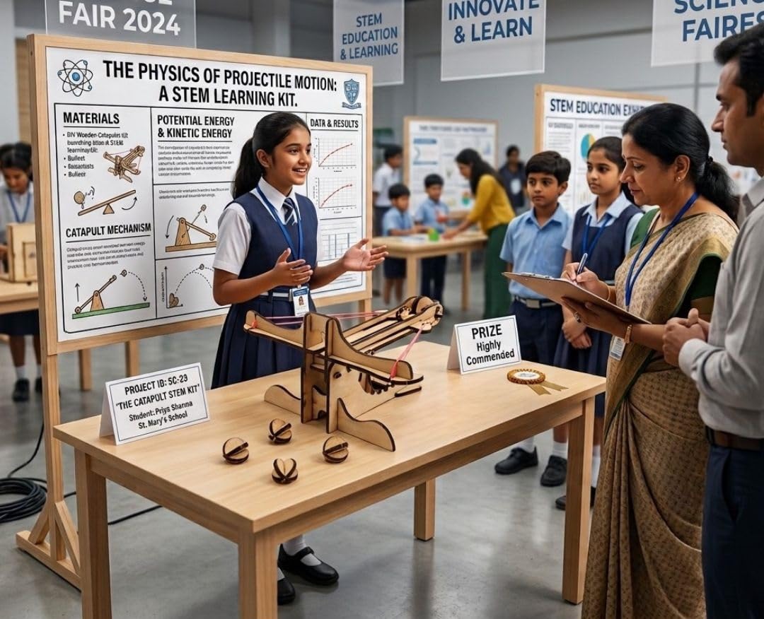 diy wooden catapult launcher kit for school science project | stem physics working model | educational ballista toy shooter experiment for kids students classroom learning