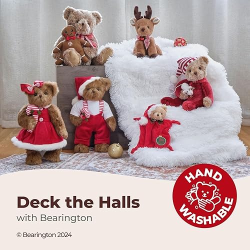 Vista 9 de Bearington - Osito de peluche navideño Jolly Jingles, 10 pulgadas alto, con pelaje ultrasuave, gorro de Papá Noel, bolsa de juguetes, lazo de satén