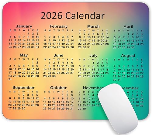 Miniatura 8 de Alfombrilla de mouse con calendario, calendario geométrico 2026, edición vertical, alfombrilla de mouse para juegos con diseño personalizado, base