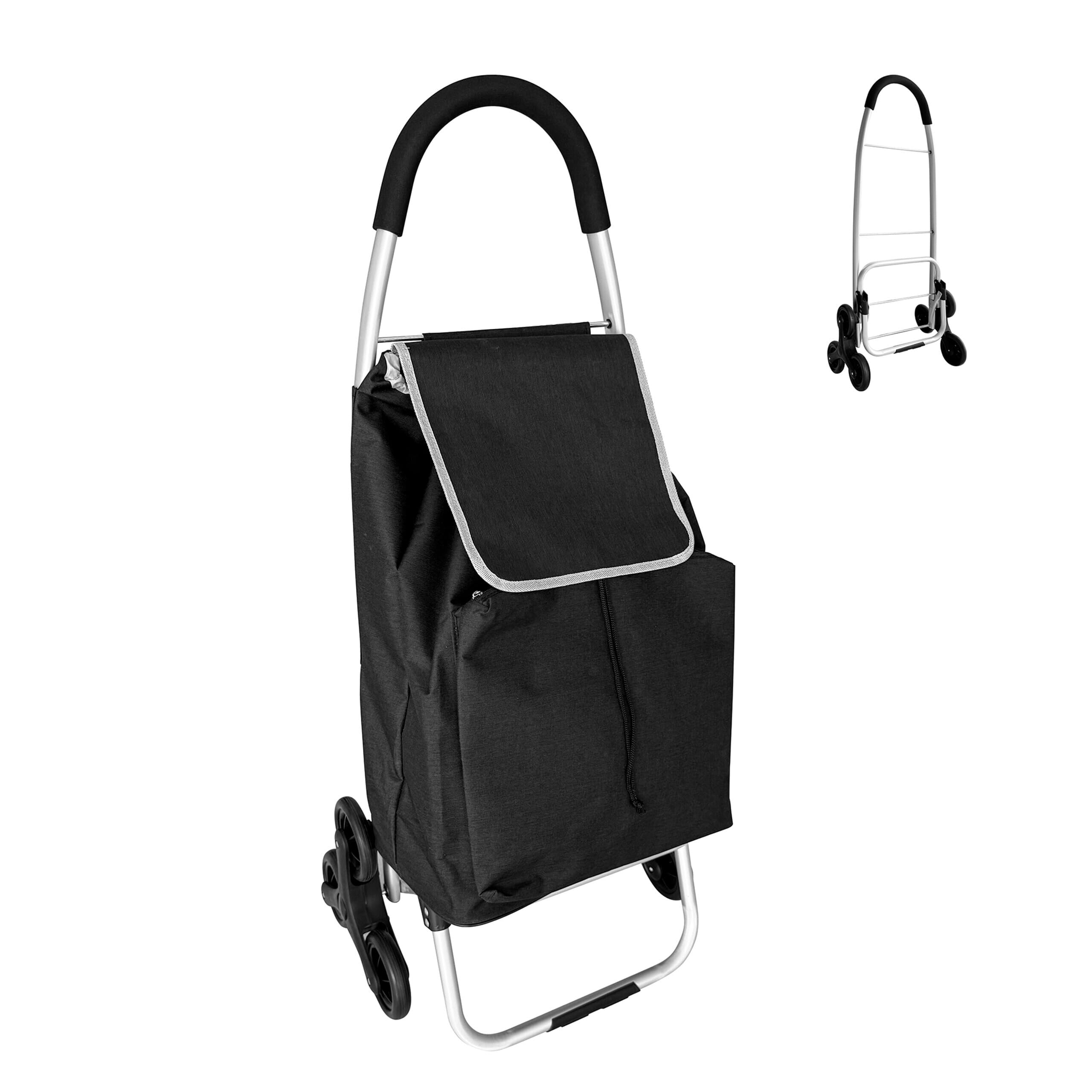 Relaxdays shopping trolley stair climber, insulated cooler, removable bag, 45 l, up to 35 kg, foldable trolley, black