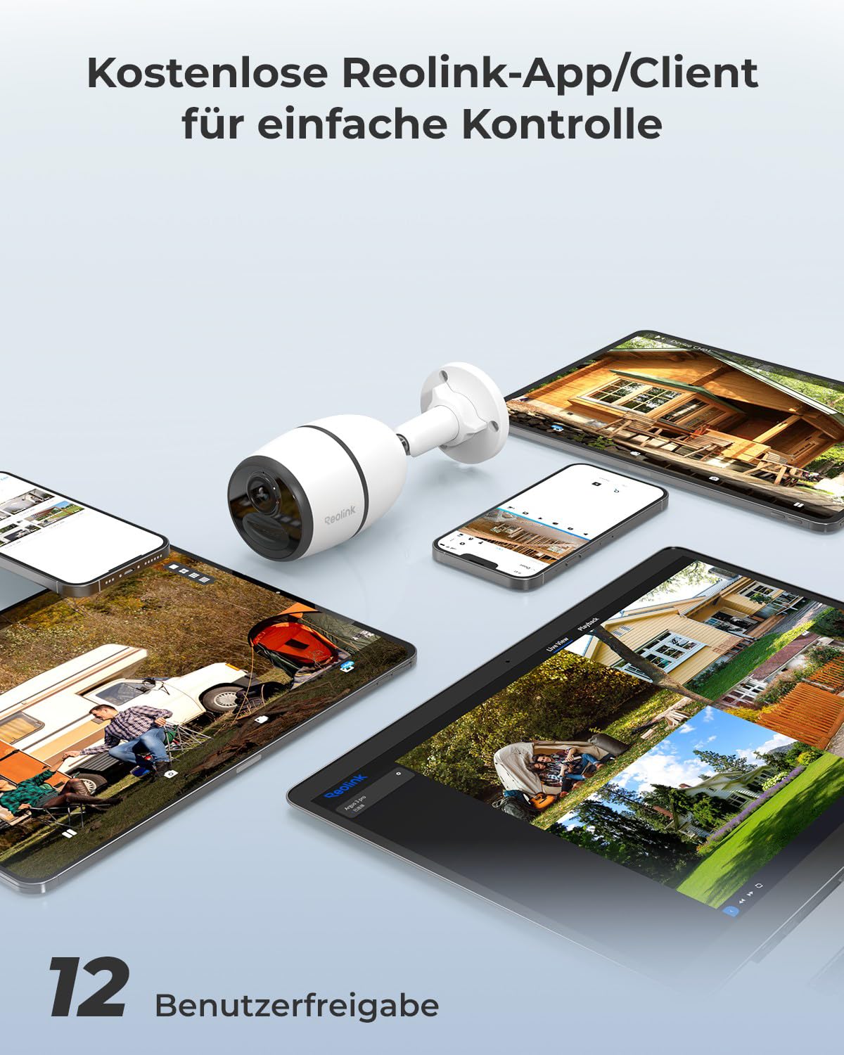 Reolink 3G/4G LTE Überwachungskamera mit SIM-Karte, Personen-/Autoerkennung | 2K 4MP HD Akku Kamera Aussen Ohne WLAN, Videoüberwachung, Kompatibel mit Alexa/Google, 2-Wege-Audio, Go Plus mit Solarpanel