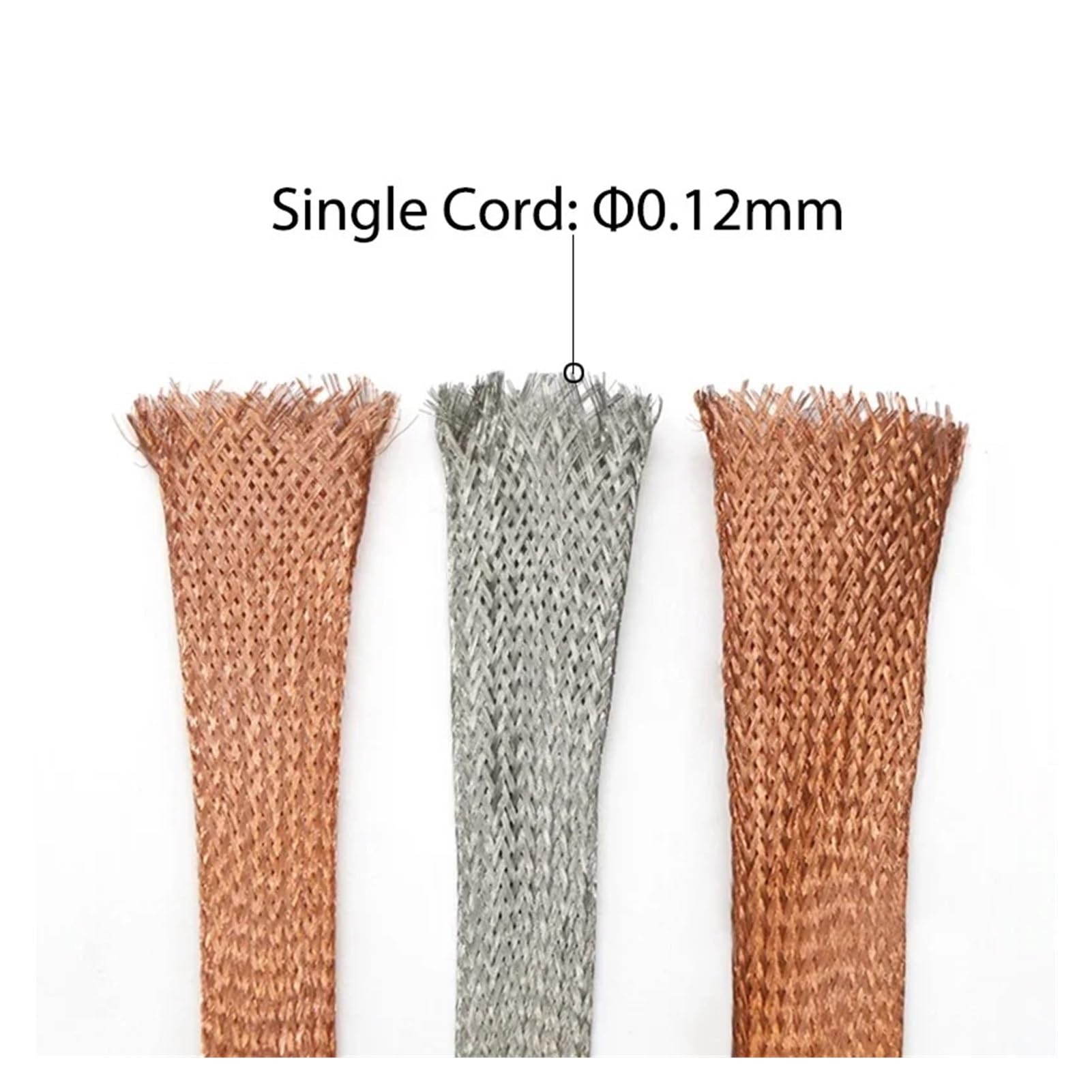 Câble plat tressé en cuivre de 1/2/5 m, gaine tressée en cuivre étamé, largeur 2 ~ 28 mm, câble extensible de blindage de signal, gaine métallique blindée, cuivre étamé, largeur 8 mm, 5 mètres)