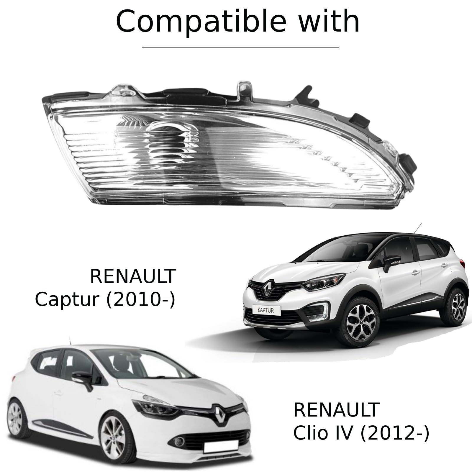 Clignotants Dynamiques LED Flèches Rétroviseurs – Compatible Renault Clio IV & Captur – Noir Fumé – Plug & Play