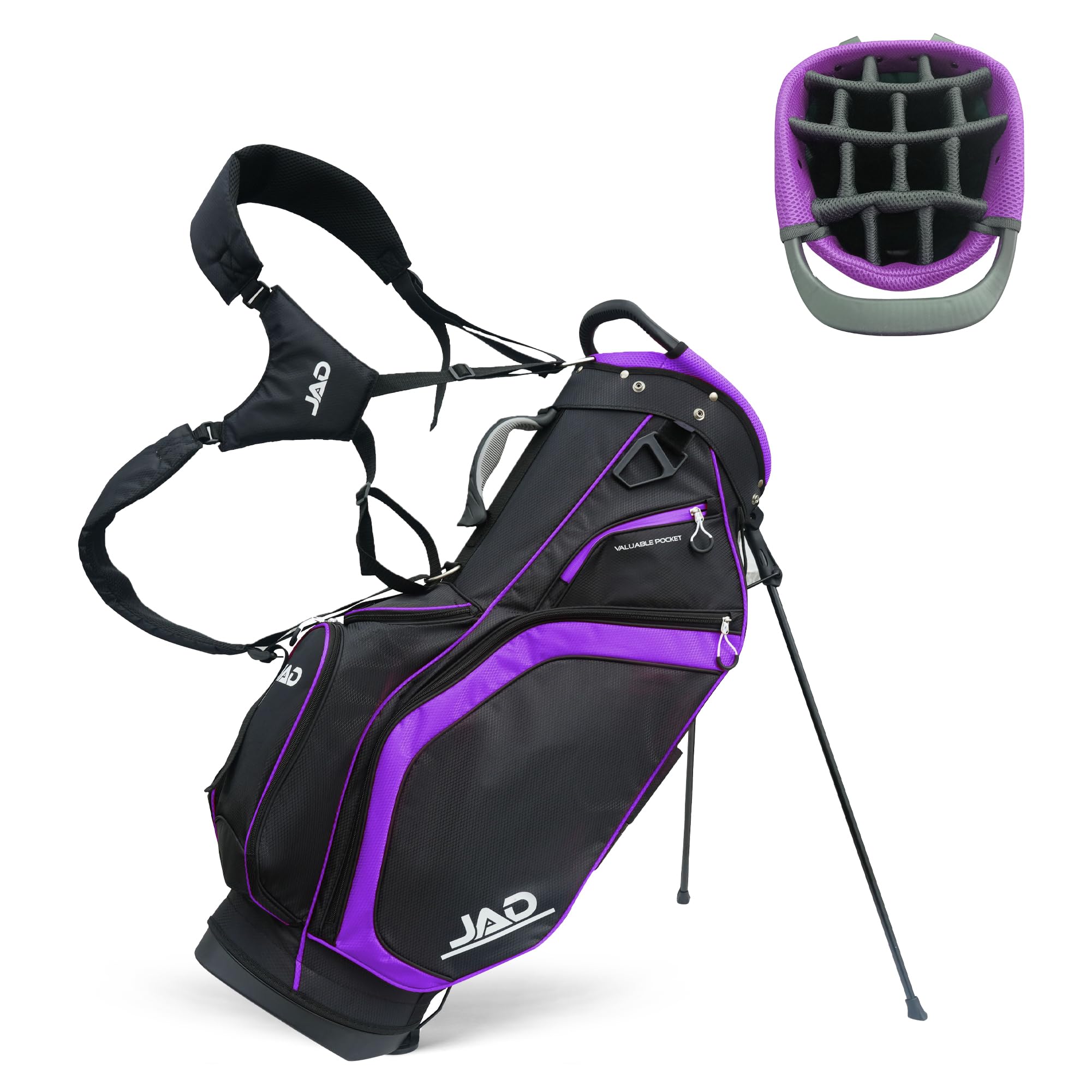 JAD Lightweight Womens Golf Bag, Golf Stand Bag for Women/Ladies, 14-Way Top Dividers, Ultra Lightweight, Large Pockets for Accessories, Durable Water