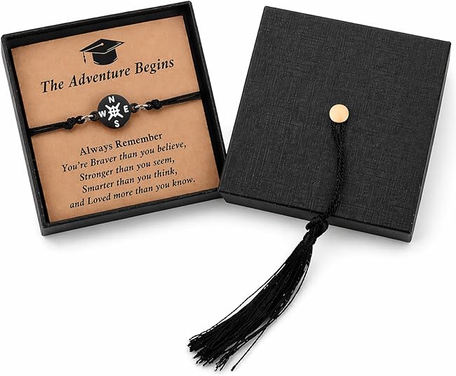 Graduation Gift Women's Compass Bracelet With Inspirational Message