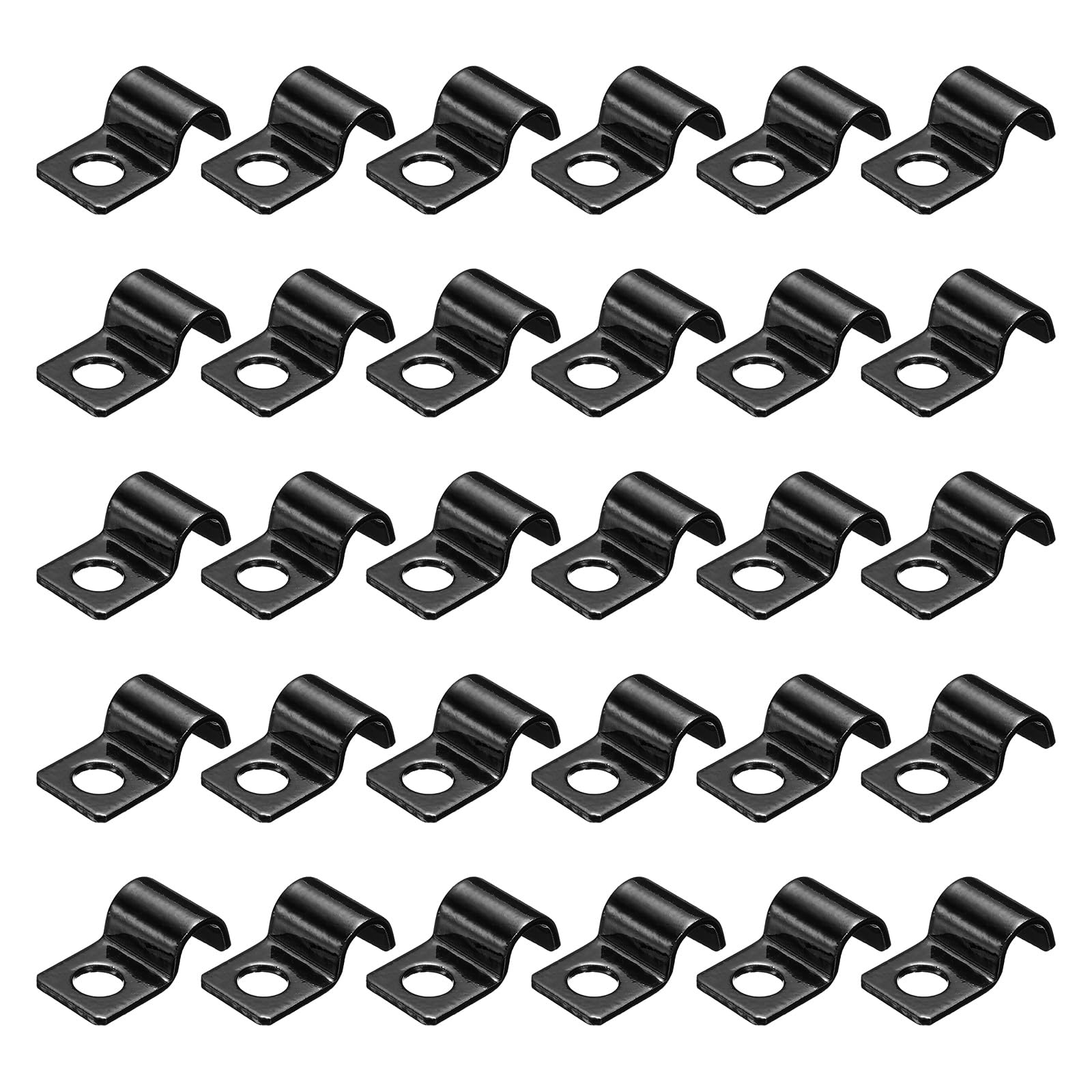 sourcing map 1/4 Inch Pipe Strap, Carbon Steel Conduit Clip 30pcs Single Hole Strap Clamp for Pipe Tube Cable Fixing (6mm, Black)